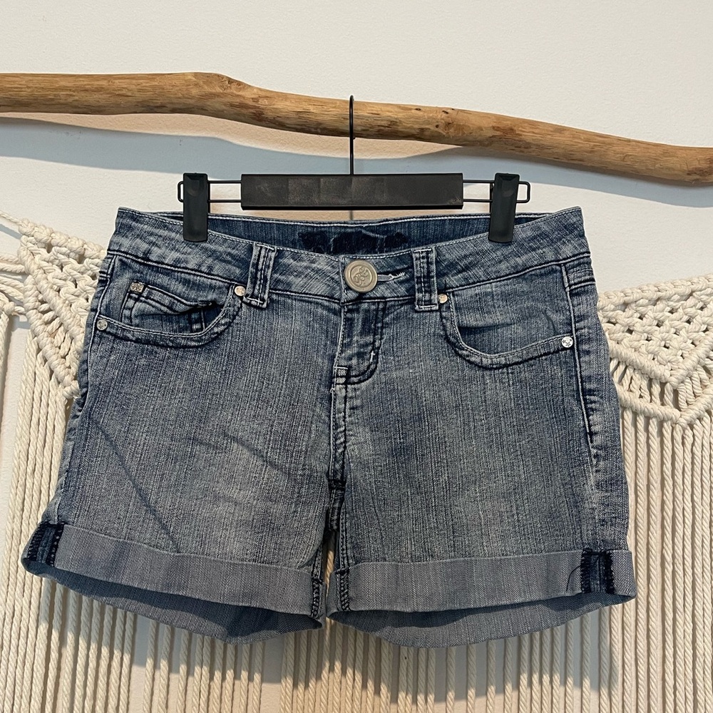 Y2K Denim Cuffed Casual Stretchy Jean Shorts Sz 9/10